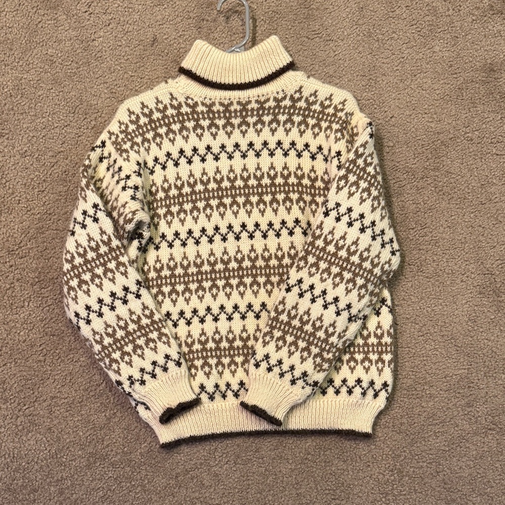 Dale of Norway Pure Wool Cream and Brown Turtleneck Sweater